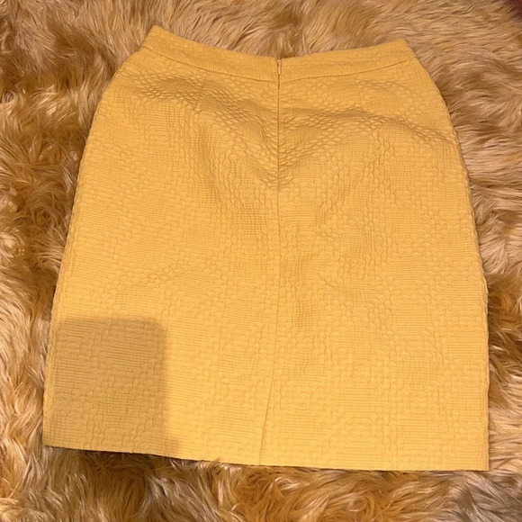 Banana Republic mustard yellow Textured mini  midi pencil skirt Sz 0 - Picture 4 of 11